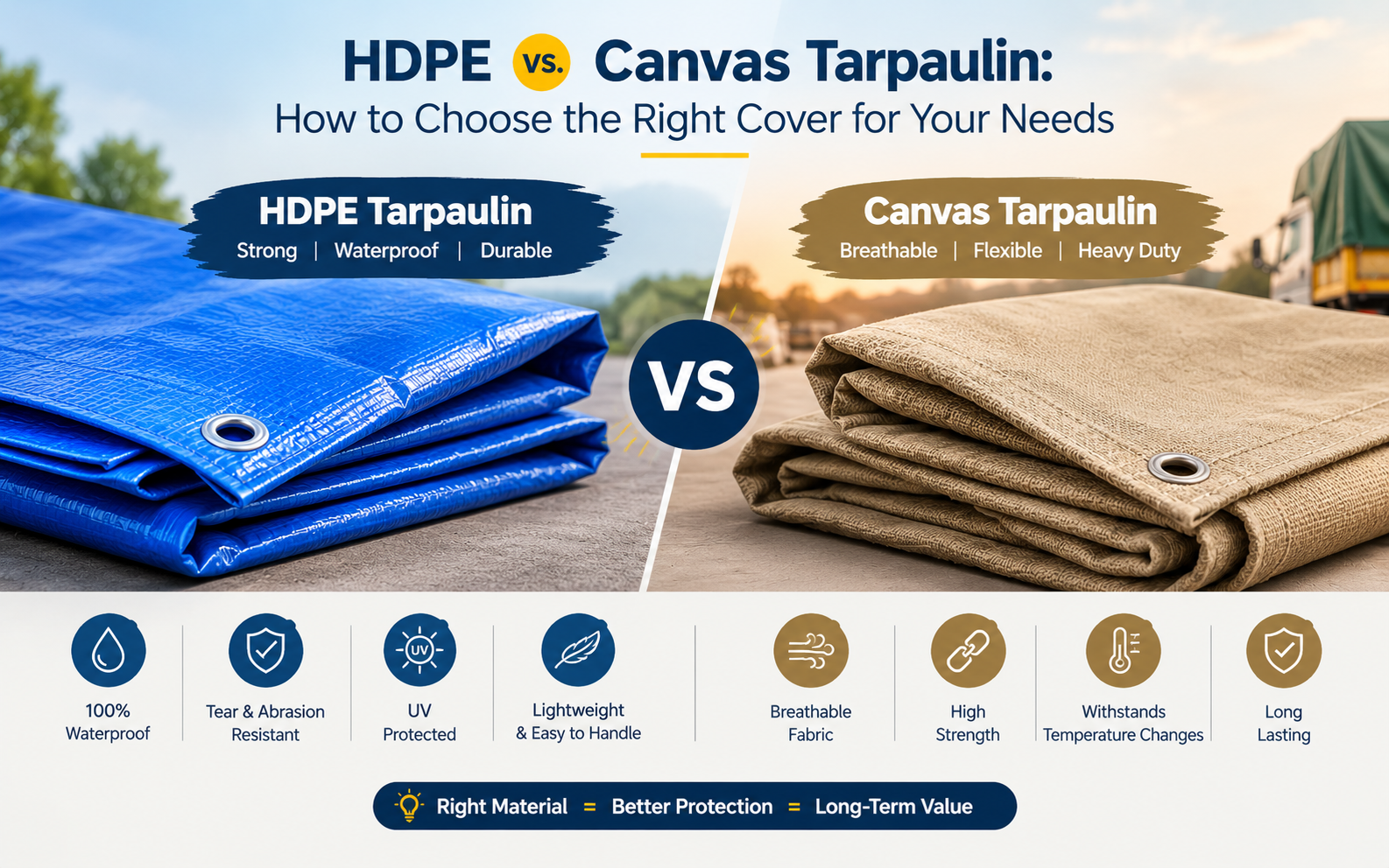 HDPE vs. Canvas Tarpaulin: How to Choose the Right Cover for Your Needs
